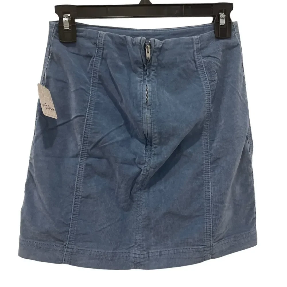 Free People Modern Femme Cord Mini Skirt In Metal Blue .Size 4 - Picture 6 of 13